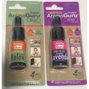 2-Pack Aroma Guru Lavender & Relax  Pure 100% Essential Oil Droppers - Brand New